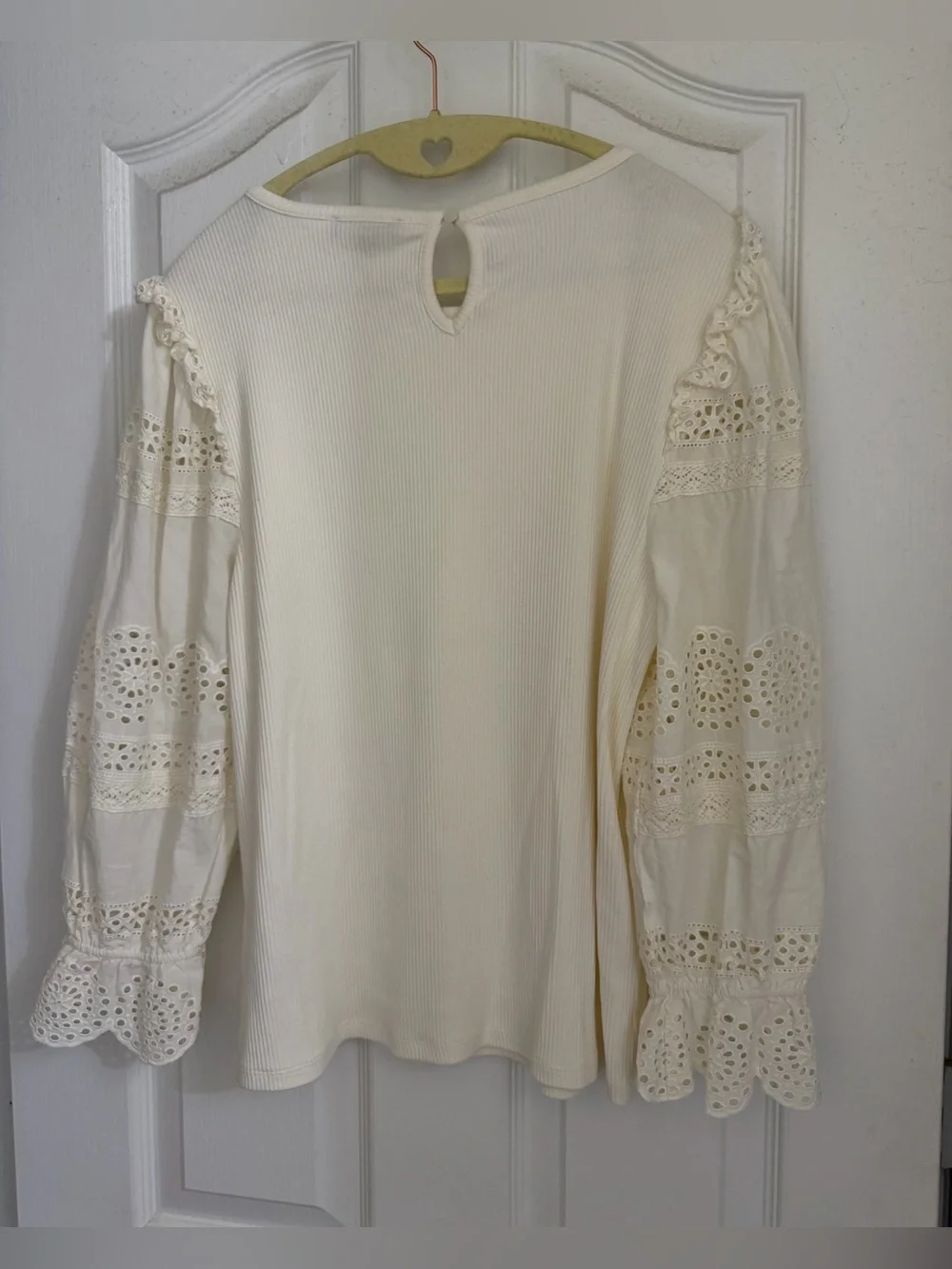 J. Crew Women's White Eyelet Puff Sleeve Top